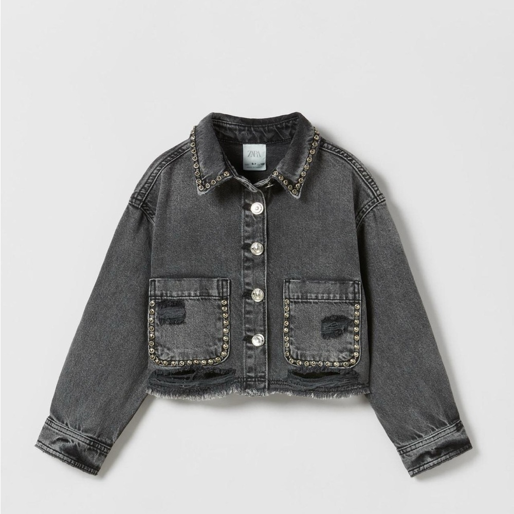 Zara Studded Black Denim Jacket